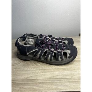 Bass Womens 11M Seaside Sport Sandals Navy Blue Purple Bungee Fisherman